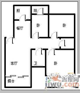 颐园里3室2厅1卫89㎡户型图