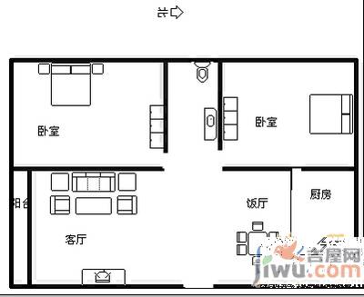 金色家园2室2厅1卫86㎡户型图