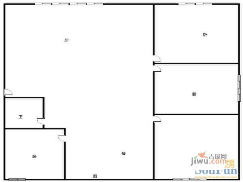 云气实业3室2厅1卫户型图