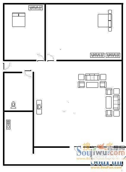 云气实业3室2厅1卫户型图