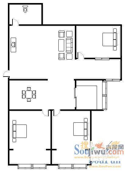 云气实业3室2厅1卫户型图