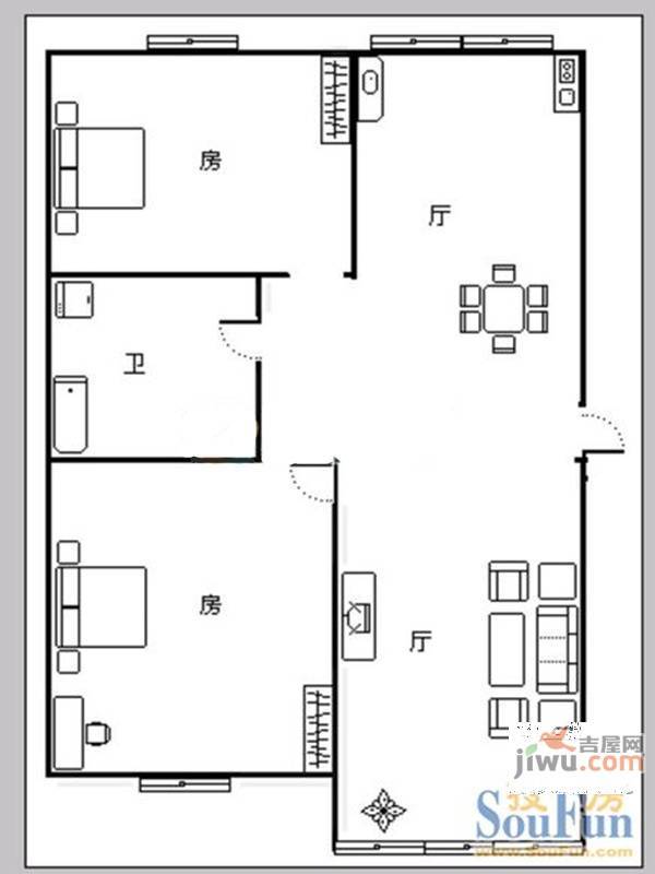 盛迪花园2室2厅1卫户型图