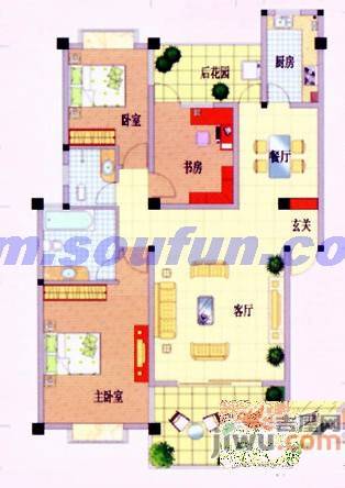 中产阳光果香3室2厅2卫130.7㎡户型图