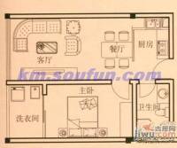 翠羽丹霞1室2厅1卫57.3㎡户型图