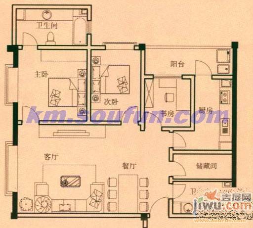 翠羽丹霞3室2厅2卫125.5㎡户型图