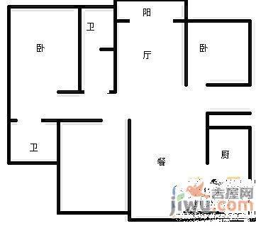 枫林盛景3室2厅2卫122㎡户型图