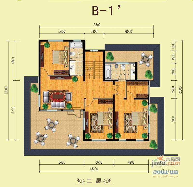 白汁小区3室2厅2卫户型图