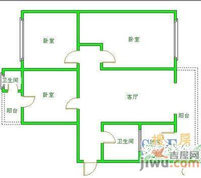 达阵广场3室1厅1卫户型图