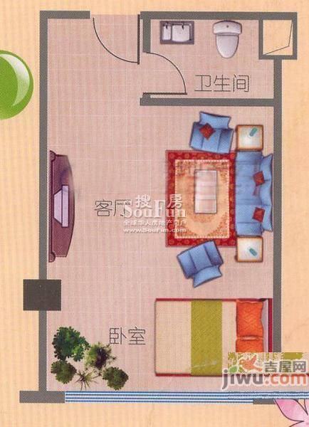 糖果公寓普通住宅34.4㎡户型图