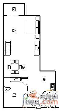 金叶缇香爱尚1室1厅1卫35㎡户型图