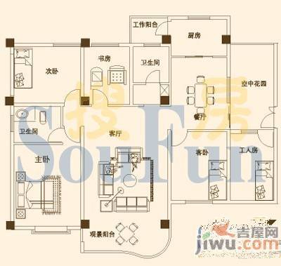 碧水蓝天4室2厅2卫166.7㎡户型图