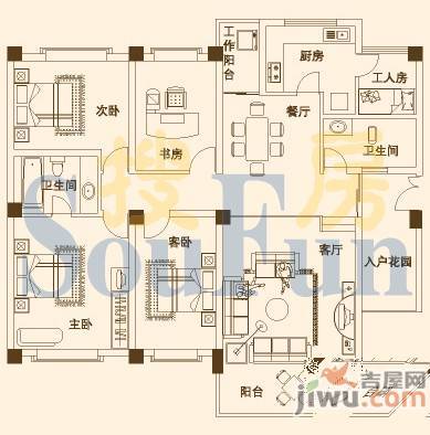 碧水蓝天6室3厅4卫285㎡户型图