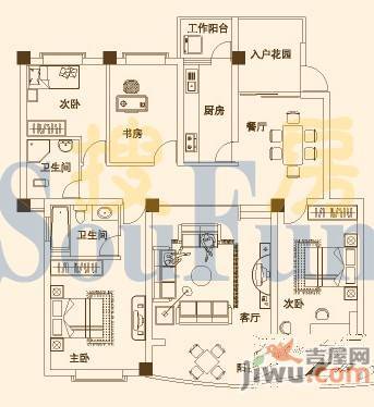 碧水蓝天4室2厅2卫167.7㎡户型图