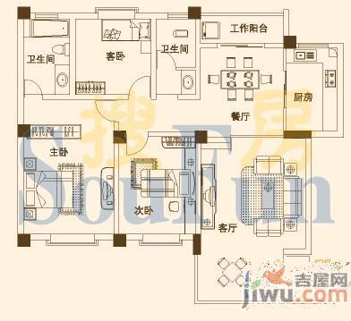 碧水蓝天5室3厅4卫238㎡户型图