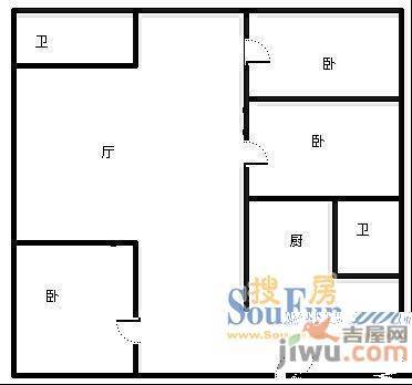 丘田小区3室2厅1卫户型图