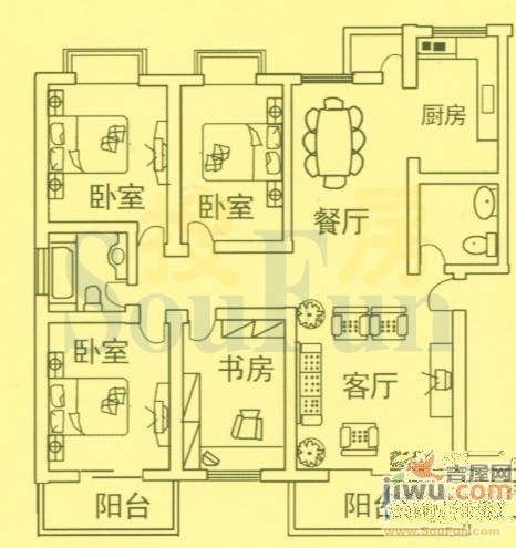 米兰阳光4室2厅2卫131.7㎡户型图