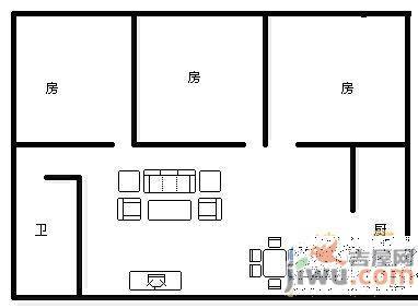 悦空间公寓2室2厅1卫户型图