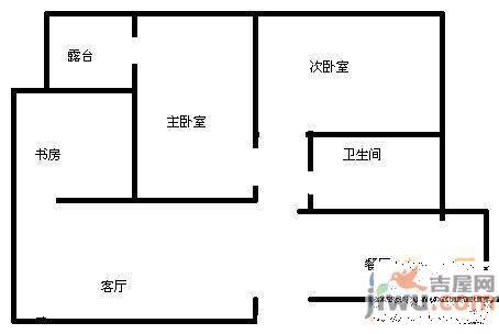 悦空间公寓2室2厅1卫户型图