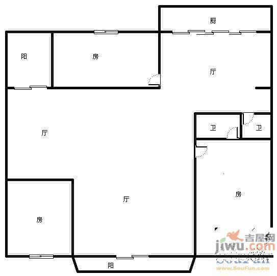 悦空间公寓2室2厅1卫户型图