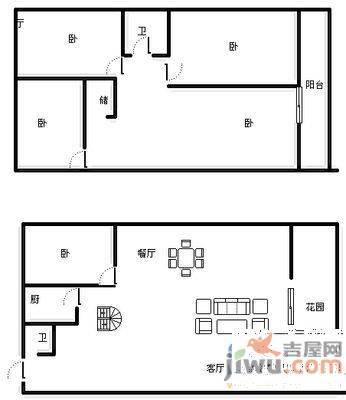 绿洲花园4室2厅1卫120㎡户型图