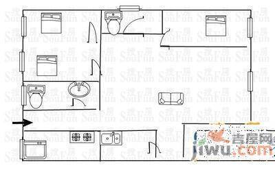 绿洲花园4室2厅1卫120㎡户型图