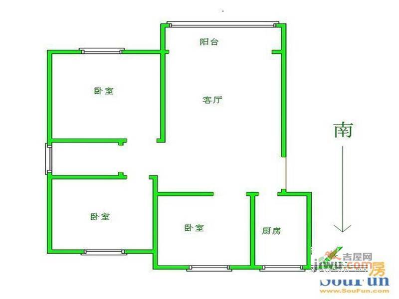 博源小区3室2厅1卫104㎡户型图