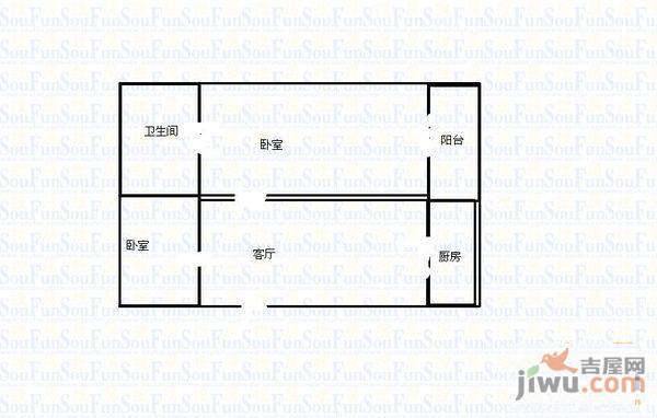 樱花丽景1室1厅1卫42㎡户型图