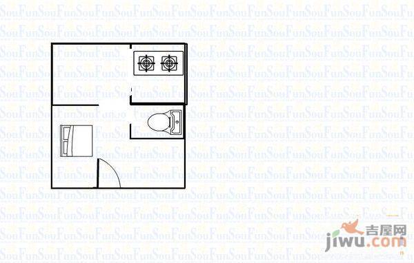 樱花丽景1室1厅1卫42㎡户型图