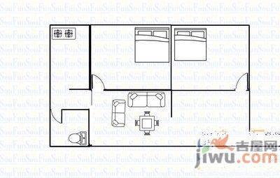 樱花丽景1室1厅1卫42㎡户型图