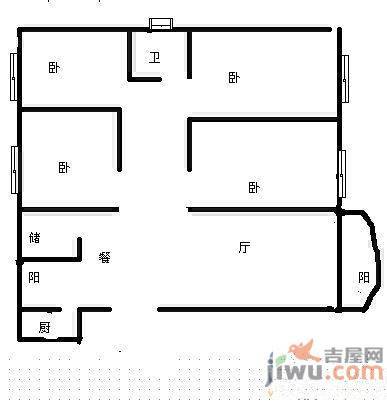 广源小区3室1厅1卫90㎡户型图