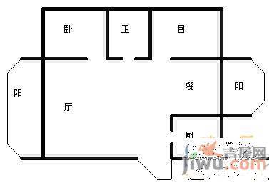 广源小区3室1厅1卫90㎡户型图