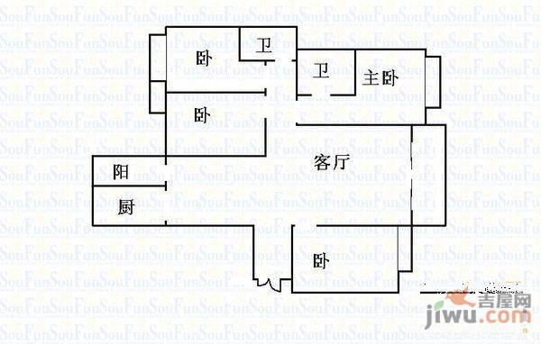 广源小区3室1厅1卫90㎡户型图