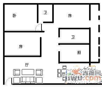 银海领域3室2厅2卫155.8㎡户型图