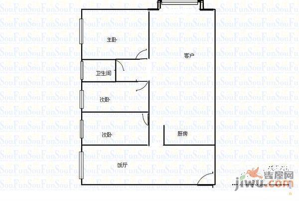 银海领域3室2厅2卫155.8㎡户型图