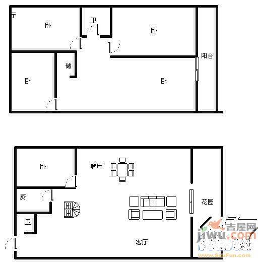 绿洲花园4室2厅1卫120㎡户型图