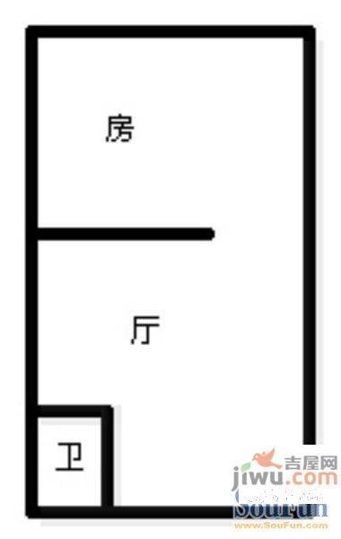 上海沙龙三期1室1厅1卫38㎡户型图