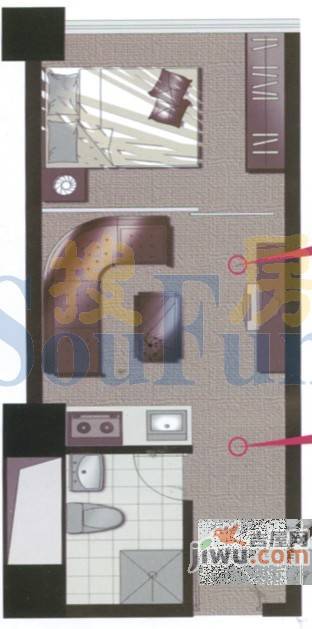 城市之光1室1厅1卫29.3㎡户型图