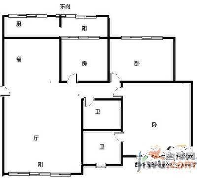 桃源新村南楼3室2厅1卫87㎡户型图