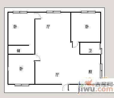 桃源新村南楼3室2厅1卫87㎡户型图