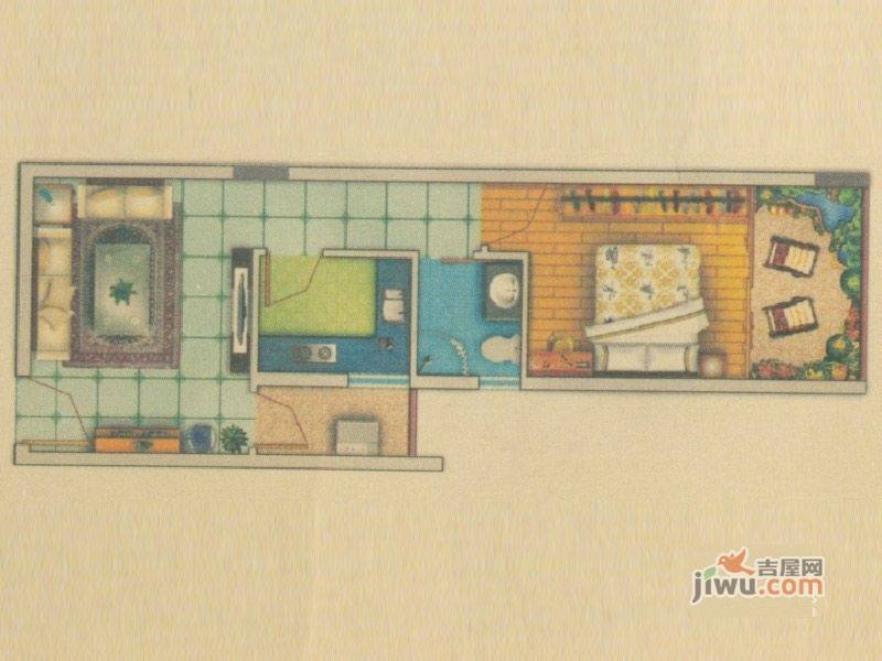 启鸿假日城市1室1厅1卫49㎡户型图