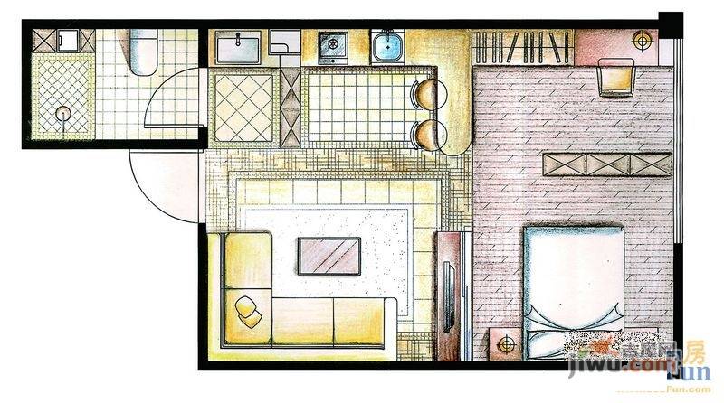 合金公寓1室1厅1卫40㎡户型图