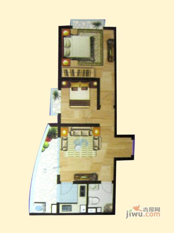 兆丰六千城2室1厅1卫65.2㎡户型图