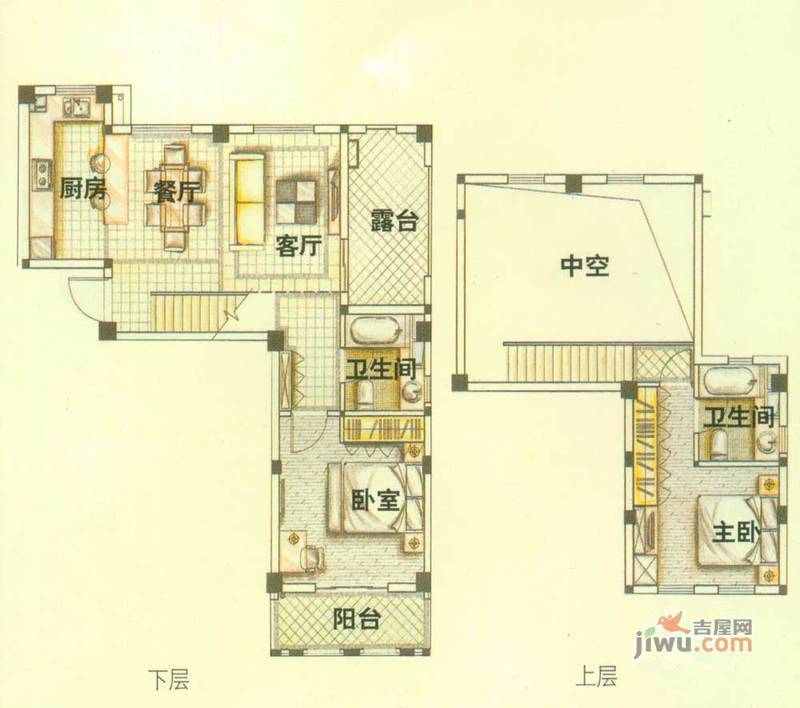 云大知城·牛津花园2室2厅2卫94.3㎡户型图