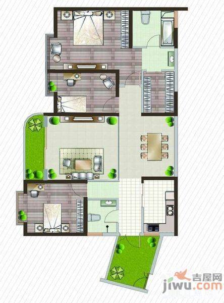 和谐世纪4室2厅1卫143.9㎡户型图