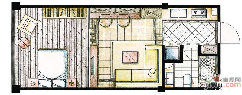 合金公寓1室1厅1卫48㎡户型图