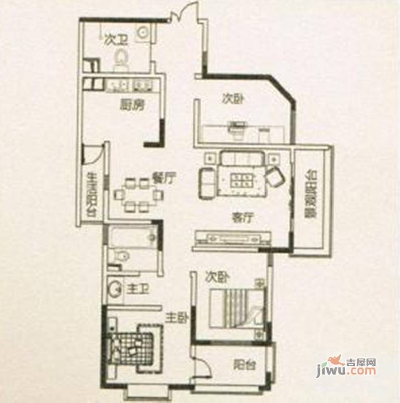 金坤世纪3室2厅1卫户型图