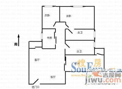 江南名苑3室2厅2卫103.6㎡户型图