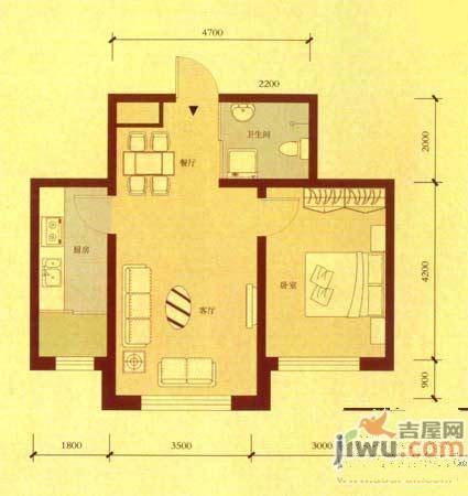 兆丰嘉座2室2厅1卫75㎡户型图