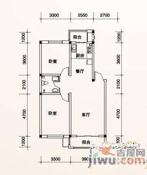 富锋清华园3室2厅1卫94.2㎡户型图