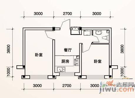 富锋清华园3室2厅1卫94.2㎡户型图